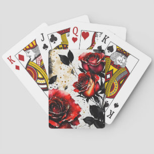 Rode rozen met zwarte gedichten pokerkaarten