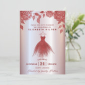 Rode rozen moderne Glitter-jurk, zestien keer uitg Kaart (Staand voorkant)