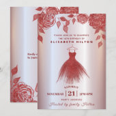 Rode rozen moderne Glitter-jurk, zestien keer uitg Kaart (Voorkant / Achterkant)