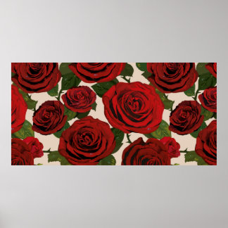 Rode rozen. Naadloze florale achtergrond. Poster