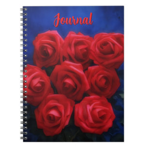Rode rozen op Blue Personal Flower Journal Notitieboek