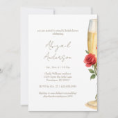 Rode rozen op bruidsfeest met champagne kaart (Voorkant)