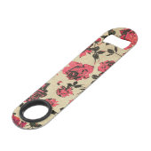 Rode Rozen op Faux Gold Monogram Speed Flessenopener (Achterkant Gekanteld)