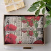 Rode rozen op ontkoppeling van krantenpapier tissuepapier (Geschenk)