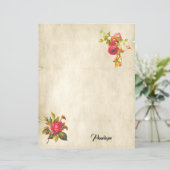  rode rozen op perkament en op naam van de papierm (Staand voorkant)