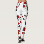 Rode rozen op wit, florerend vectorpatroon leggings (Achterkant)