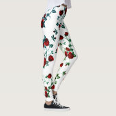 Rode rozen op wit, florerend vectorpatroon v2 leggings (Rechts)