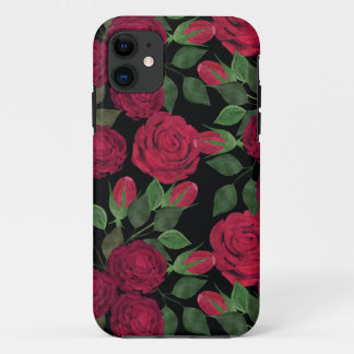 Rode rozen op zwart. iPhone 11 hoesje