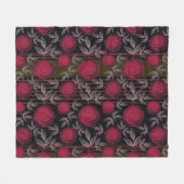 Rode rozen op zwart. fleece deken (Voorkant (Horizontaal))