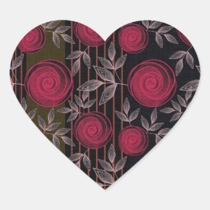 Rode rozen op zwart. hart sticker