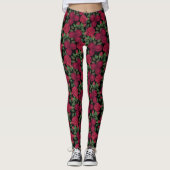 Rode rozen op zwart. leggings (Voorkant)