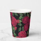 Rode rozen op zwart. papieren bekers (Rechts)
