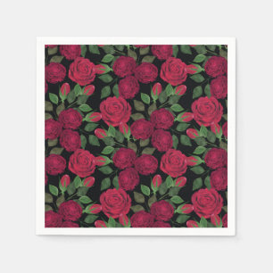 Rode rozen op zwart. servet