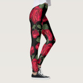 Rode rozen op zwarte achtergrond leggings (Rechts)