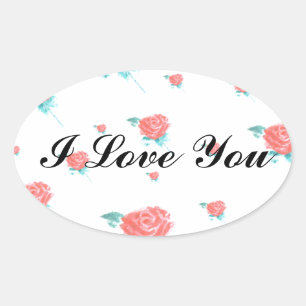 Rode rozen ovale sticker