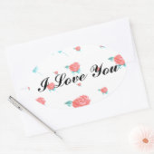 Rode rozen ovale sticker (Envelop)