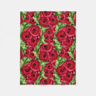 Rode Rozen Pad Bloem Garland Fleece Deken