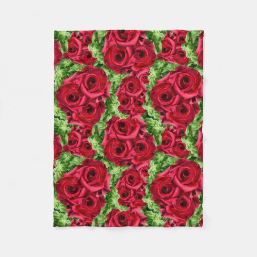 Rode Rozen Pad Bloem Garland Fleece Deken (Voorkant)