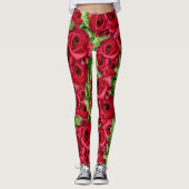 Rode Rozen Pad Bloem Garland Leggings (Voorkant)