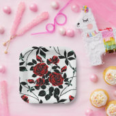 Rode rozen. papieren bordje (Feest)