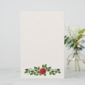 Rode rozen, parels en bladeren Stationery Briefpapier (Staand voorkant)