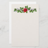 Rode rozen, parels en bladeren Stationery Briefpapier (Voorkant / Achterkant)