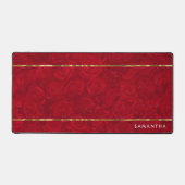Rode rozen patroon gouden accent bureaumat (Voorkant)