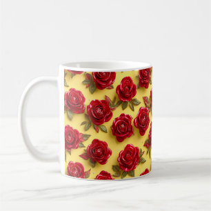 Rode rozen patroon koffiemok