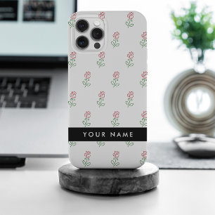 Rode rozen, patroon van Rozen, Jouw naam iPhone 15 Pro Max Hoesje