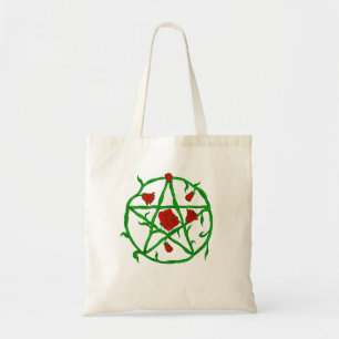 rode rozen pentagram gothic gothic wiccan tote bag