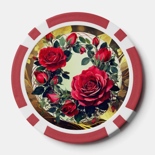 Rode rozen poker chips (Achterkant)