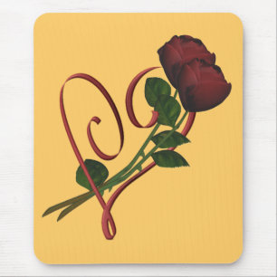 Rode Rozen Rode Hart Bloem Mousepad Muismat