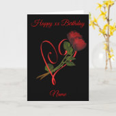 Rode Rozen Rode Hart gepersonaliseerde verjaardag Kaart (Gele Bloem)