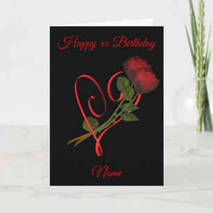 Rode Rozen Rode Hart gepersonaliseerde verjaardag Kaart