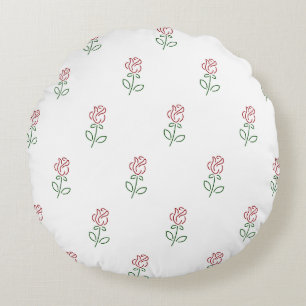 Rode Rozen, Rozenpatroon, Bloemen Rond Kussen