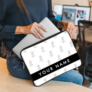 Rode Rozen, Rozenpatroon, Uw Naam Laptop Sleeve