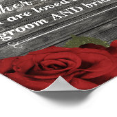 Rode rozen Rustic Black Lace Wedding Seating Sign Poster (Hoek)