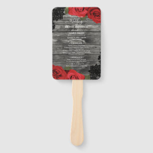 Rode Rozen Rustic Hout Zwarte Kant Trouwdag Handwaaier
