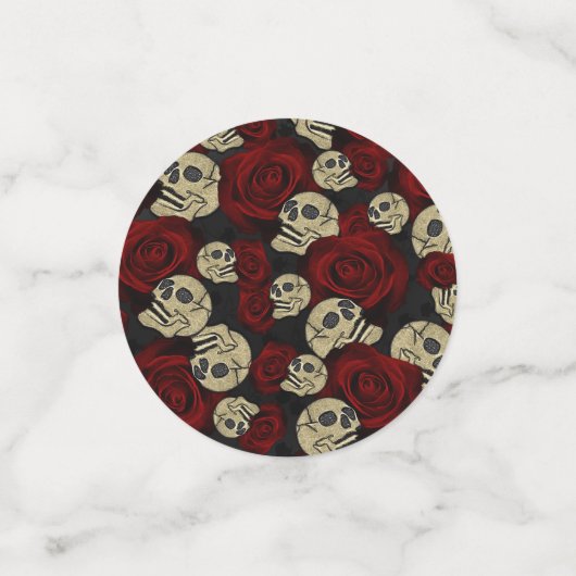 Rode Rozen & Schedels Grijs Zwart Bloemmotief Goti Confetti (Kleine voorkant)