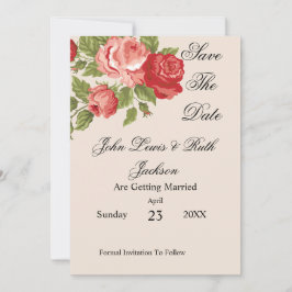 Rode Rozen Scriptie Opslaan De Datum | Elegante Bl Save The Date