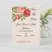 Rode Rozen Scriptie Opslaan De Datum | Elegante Bl Save The Date (Staand voorkant)