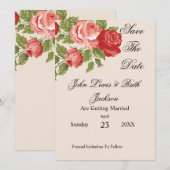 Rode Rozen Scriptie Opslaan De Datum | Elegante Bl Save The Date (Voorkant / Achterkant)