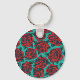 Rode rozen sleutelhanger