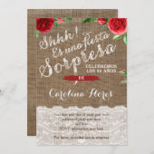 Rode rozen Spaanse verrassingsfeest Kaart (Voorkant / Achterkant)