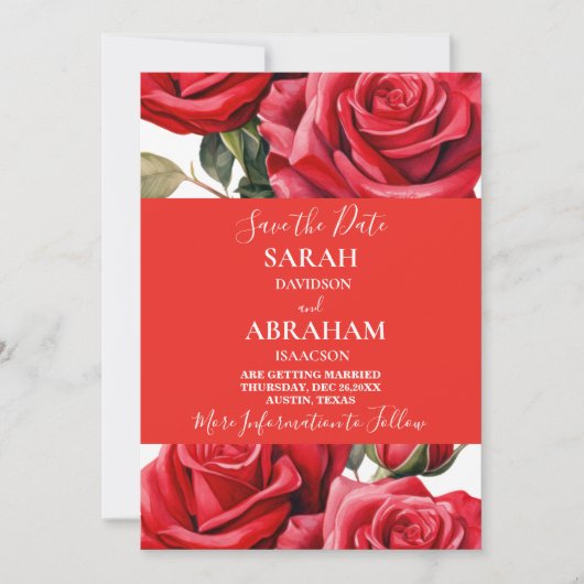 Rode rozen sparen de Datum Kaart (Voorkant)
