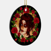 Rode rozen suikerdollar keramisch ornament (Rechts)