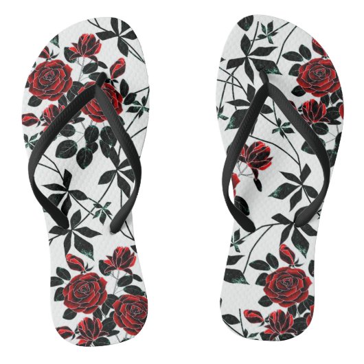 Rode rozen . teenslippers (Voetbed)