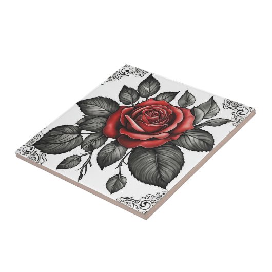  rode rozen tegeltje (Zijkant)