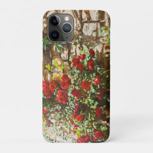 Rode rozen tegen een stenen muur iPhone 11 pro hoesje