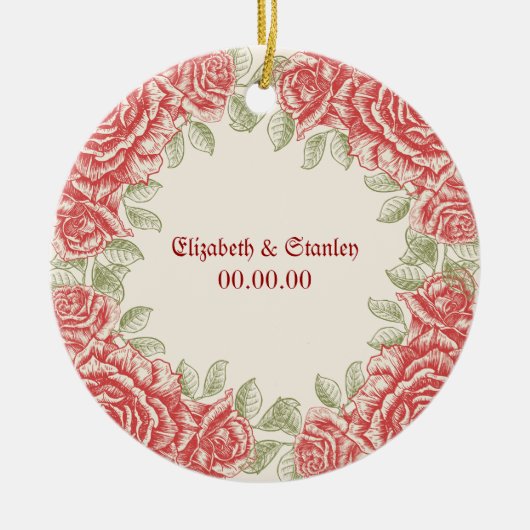 Rode Rozen Trouwen Save the Date ornament (Voorkant)